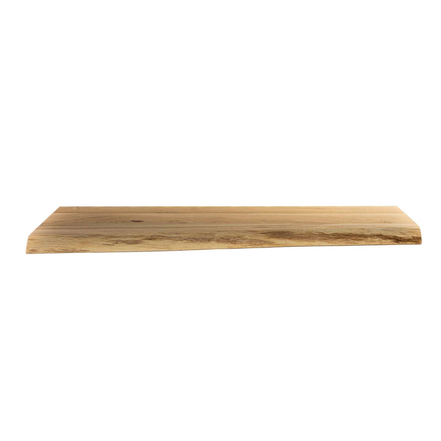 Hand-finished natural oak shelf showing grain texture