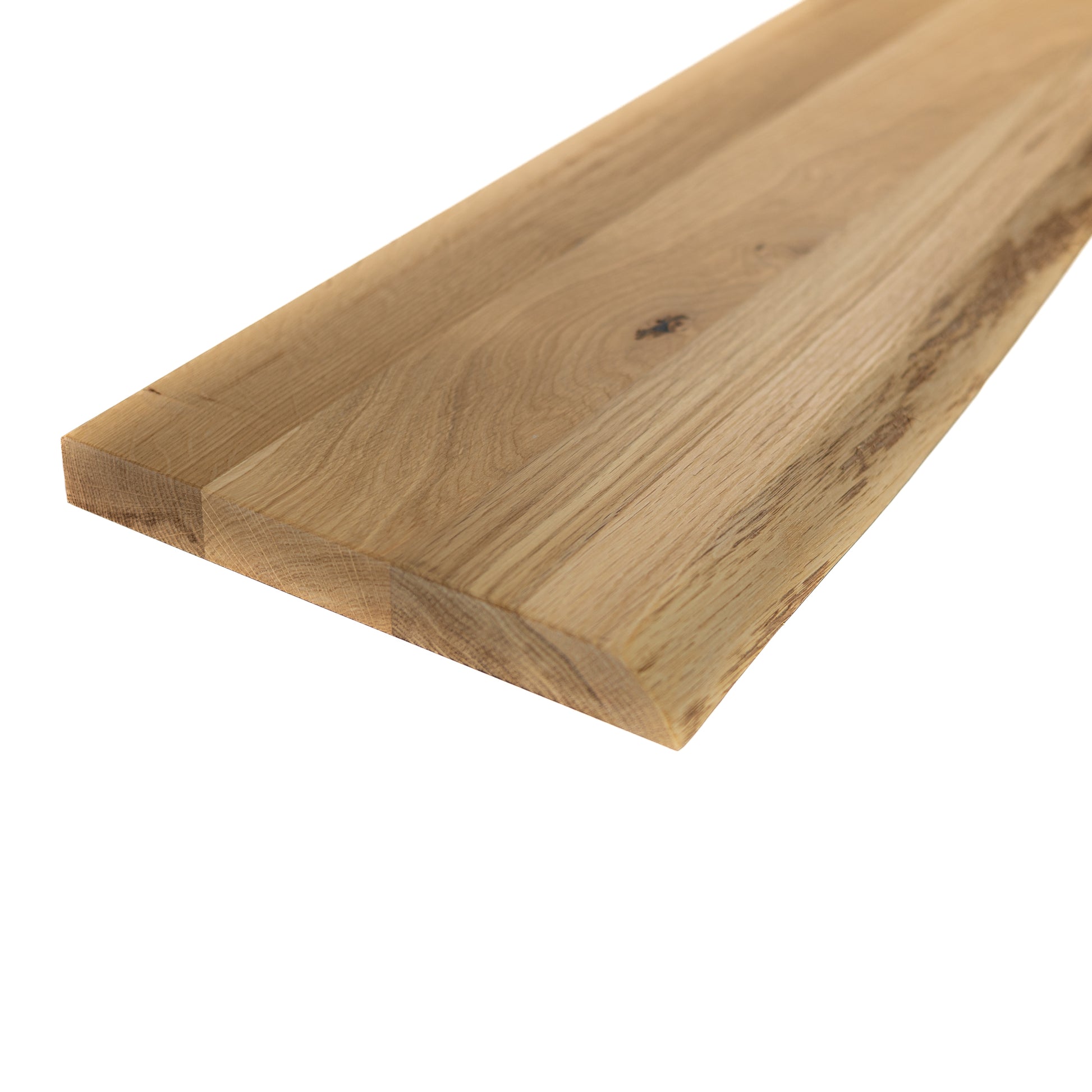 Natural solid oak floating shelf mounted on wall